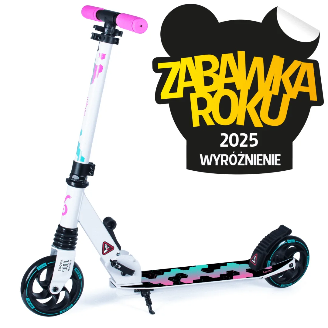 Hulajnoga Sonic bervee w kolorze biało-miętowo-różowym – widok z boku