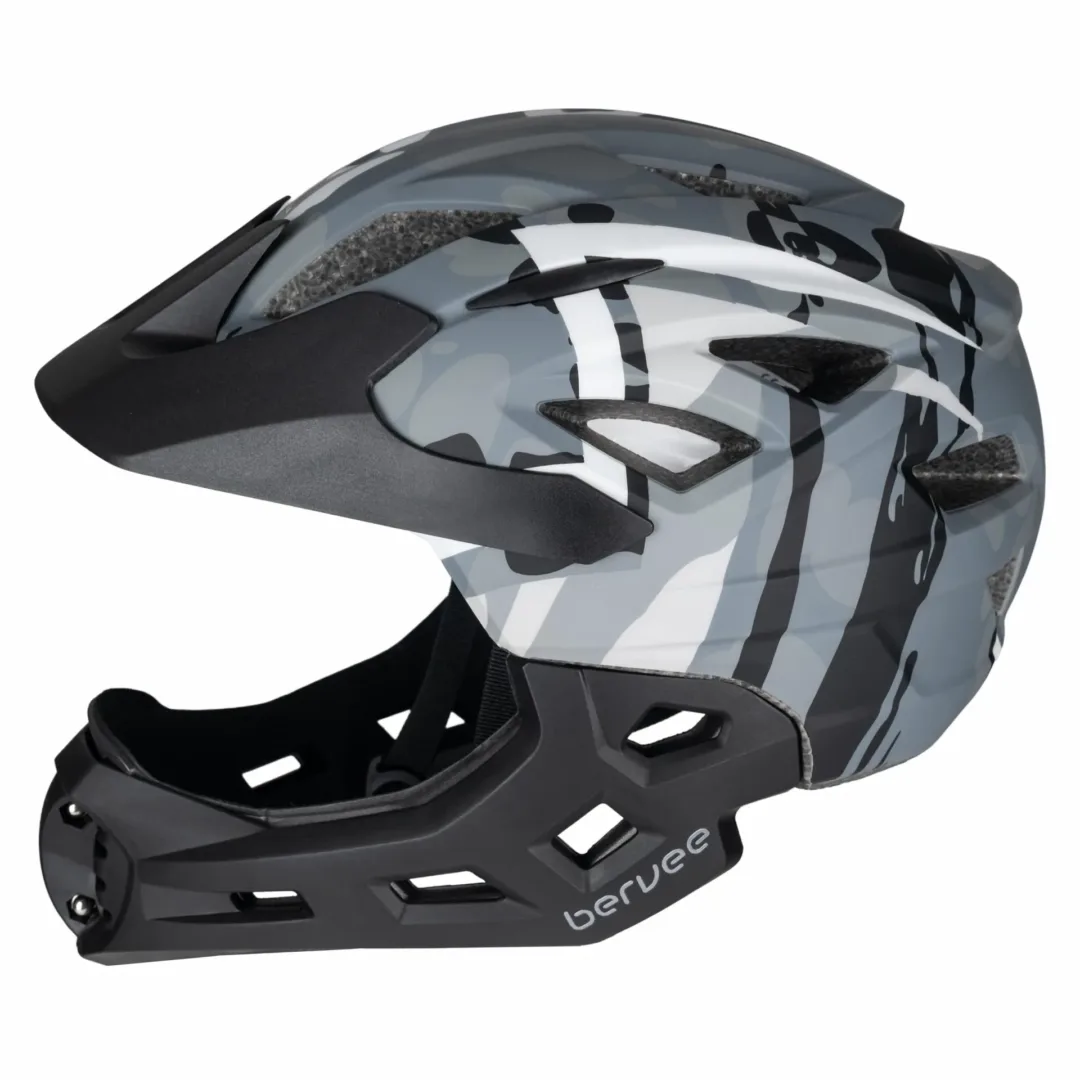 Kask Full Face bervee – szare moro – kask na hulajnogę szare moro