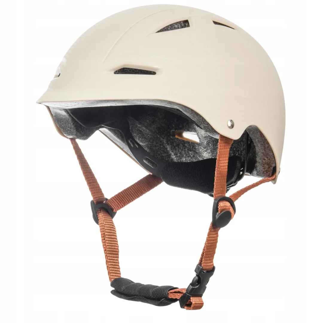 Kask Scout bervee beżowy – sportowy kask rowerowy dla dziecka, widok z boku