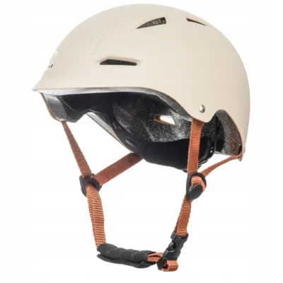 Kask Scout bervee beżowy – sportowy kask rowerowy dla dziecka, widok z boku